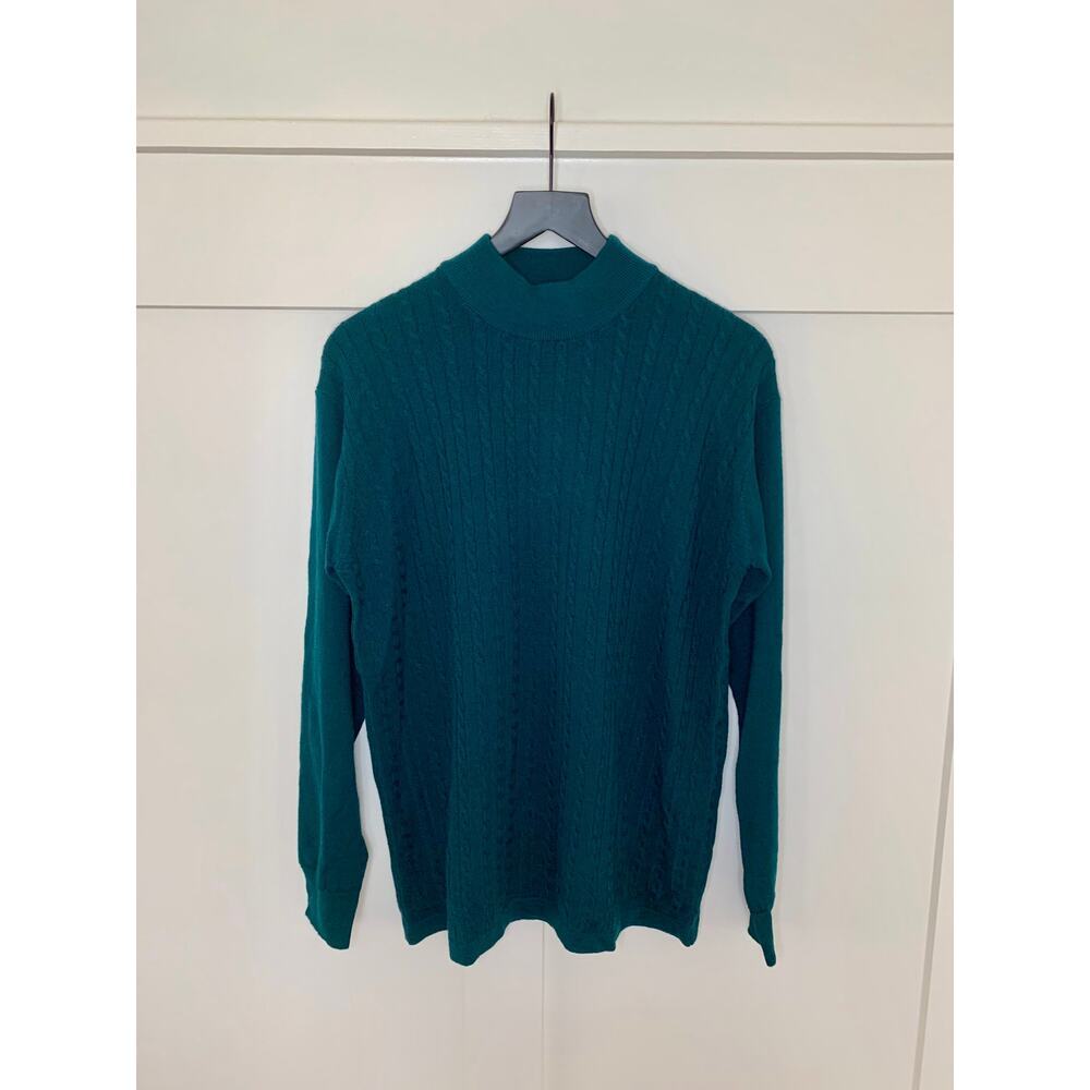 TSD12 Research Knitwear Sweater in Dark Green Size XXL Mock Neck Classic Retro